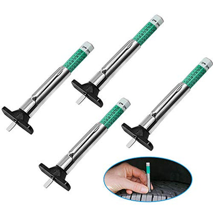 4-Pack Tire Tread Depth Gauge 32nds, Tire Depth Measuring Tool Color Coded Green