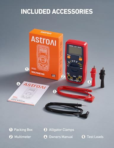 AstroAI DM130B 4000 Counts Digital Multimeter, Auto-Ranging DMM with Capacitance Measurement, Dedicated 1.5V/9V/12V Battery Tester, Measures AC/DC Voltage Current Amp Resistance, NCV, CAT III 600V