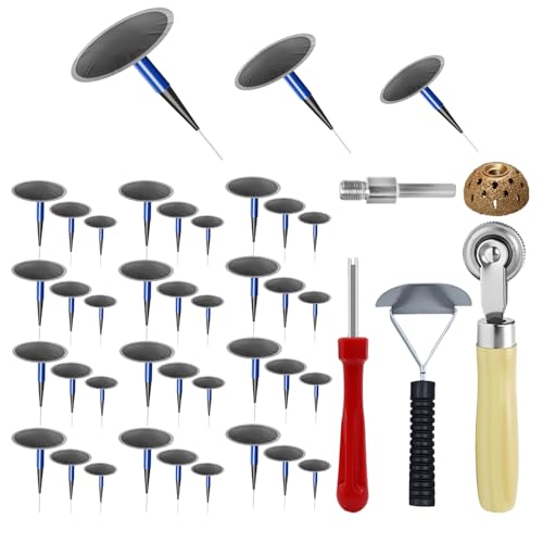 36Pcs Tire Repair Patch Tool Kit | Tire Patch Plugs with Repair Buffing Wheel Patch Roller Tool Inner Liner Scraper for Puncture Car Truck Bus Tractor Vehicle