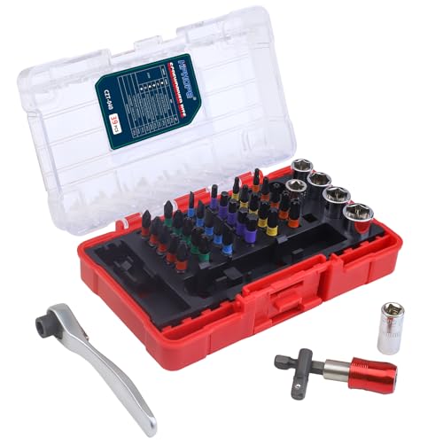 HPHOPE 39-Piece Screwdriver Bit and Ratchet Set – PH, PZ, Hex, SL, TT, Torx Bits – Accessories for Cordless Screwdrivers, Drills Drivers and Screwdrivers - size: 39 Pieces