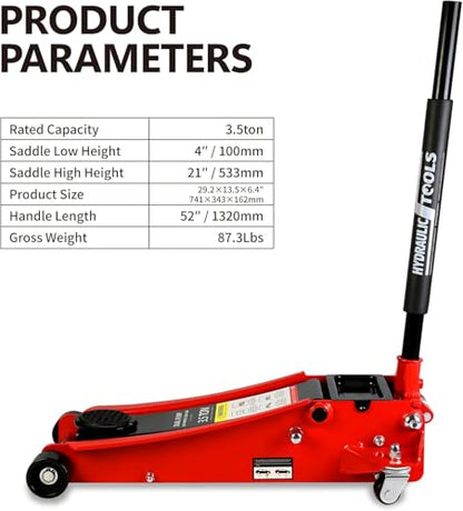 3.5 Ton Low Profile Floor Jack, Heavy Duty Floor Jack with Dual Pistons Quick Lift Pump, Steel Car Jacks Adjustable Height 4"-21", Hydraulic Trolley Floor Jacks 3.5 Ton/7000 LBS Capacity, Red - color: Red - 3.5 Ton(Dual Pump), Lift 4"-21"