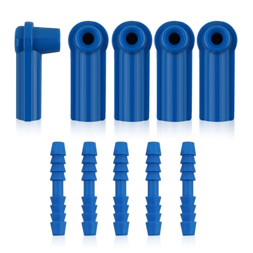 5PCS Brake Bleeder Kit Connector,Brake Fluid Bleeder Kit Bleeding Adapter Joint for Quick Brake Fluid/Air Changes,Brake Bleeder Hose Connector Fit Brake Bleeder Bottle,Vacuum Brake Bleeder (Blue) - color: Blue