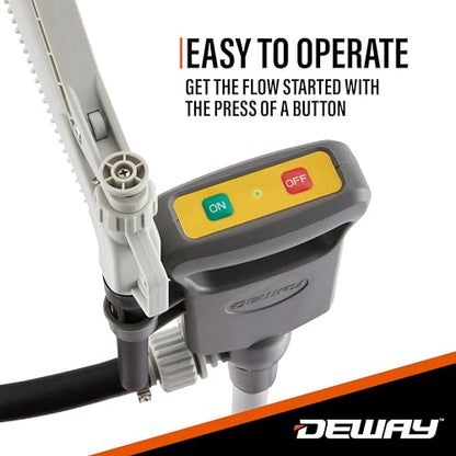 Deway Automatic Fuel Transfer Pump with Nozzle for Quick Flow Control & Stop, 51" Heavy Duty Rubber Hose, Powerful AA Battery Powered w/USB-C Option, Fits All Size Cans, Transfers at 3.8 Gal/Min - style: Hand-Trigger Nozzle w/ Rubber Hose