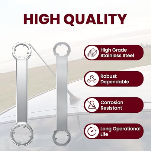 ETZ Antenna Removal Tool and Nut Wrench Set, 2 Pieces | 4 Sizes 3/4" to 1-1/4", Solid Steel Pin-Type, Bezel Disassembly, Anti-Scratch Design, Automotive Maintenance Hardware