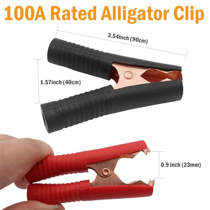 Insulated Alligator Clips Durable Heavy Duty Black & Red Boot Metal Spring Loaded Truck Car Battery Electric Test Clips Lead Probe Alligator Clamps (100A 10-PACK) - color: 100a 10-pack