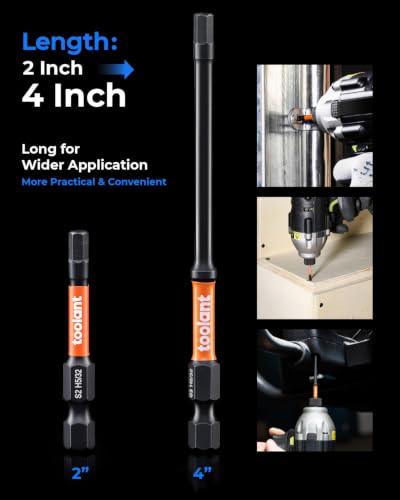 toolant Impact Hex Head Allen Wrench Drill Bit Set 10pcs (Metric), 1/4" Hex-Shank S2 Steel Hex Bits Set, CNC Machined Tips with Magnetism, 4" Long with Storage Box - size: 1.5mm-8mm(10pcs)