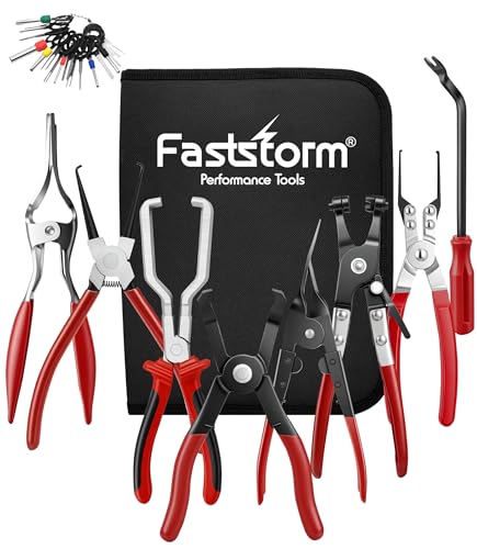 Fuel Line Pliers Set 8 Pcs, Fuel Line Hose Clamp Removal Plier, Push Pin Tools, Relay Puller, Panel Clip Remover & Filter Caliper, Spring Clamp Pliers for Fuel System Maintenance. - size: 8 PCS - 011