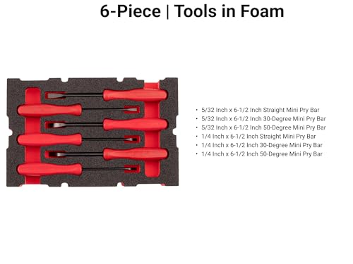 TEKTON Mini Pry Bar Set with Mini Stacking Tool Box (6-Piece) | LRD94801 - size: Mini Pry Bars, Mini L-BOXX (6-pc.)