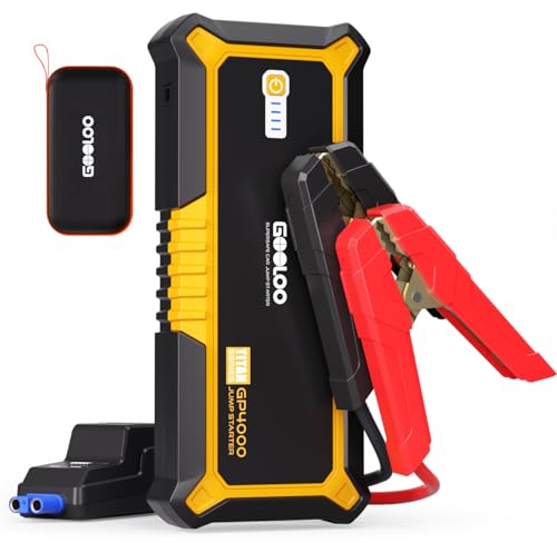 GOOLOO GP4000 Jump Starter 4000A Peak Car Starter (All Gas,up to 10.0L Diesel Engine) SuperSafe 12V Lithium Jump Box,Auto Battery Booster Pack,Portable Power Pack with USB Quick Charge and Type C Port - color: yellow