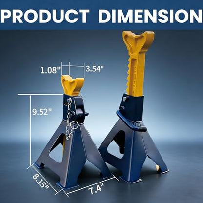 Superokay 3 Ton (6600 lbs) Jack Stands with Double Locking Pin, Heavy Duty Steel Car Jack Stands for SUVs, Sedans & Light Trucks, Adjustable Height 11.8" to 17.4", Large Stable Foot Base, 1 Pair