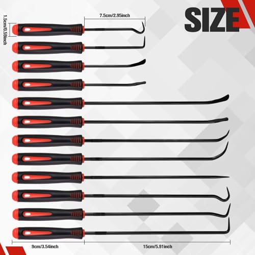 12PCS Automotive Hook and Pick Tool Set, Precision Hook and Pick Tool Set Car Auto O-Ring Seal Gasket Picks Hooks Puller Remove, Mechanic Professional Tools,Car Repair Essentials