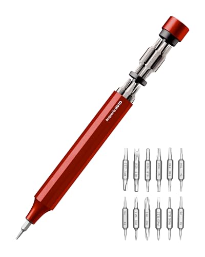 HOTO 24 in 1 Mini Screwdriver Set, Magnetic Torx Bit Set, Eyeglass Repair Kit, EDC Pen Screwdriver for Electronics, Watches, Phones, Laptops, Cameras, Gadgets for Men, Cinnabar Red - color: Cinnabar Red