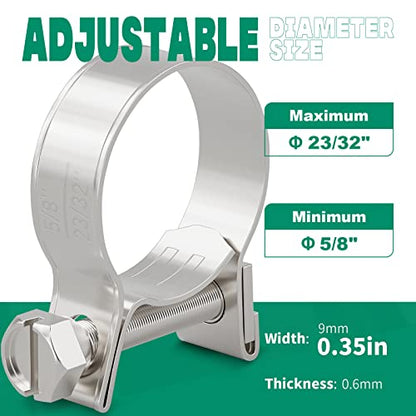 OURU Fuel Line Clamp 304 Stainless Steel,20PCS Adjustable 5/8"-23/32" Dia (16-18mm) Mini Fuel Injection Gas Line Hose Clamps,Pipe Clamp for Automotive,Diesel Petrol Pipe - size: 20PCS 5/8"-23/32" (16-18mm)