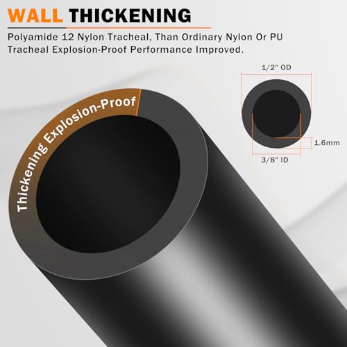 CheeMuii 200 FT 1/2" DOT Air Line with Heavy Duty Tube Cutter Kit PA12 Nylon 1/2 Pneumatic Tubing SAE J844 DOT Air Hose 61 Meter 1/2 Inch OD Pneumatic Air Tubing Pipe Hose Line - size: 1/2"OD-200FT-Single Layer