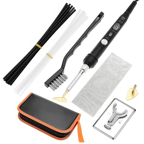 QWORK Plastic Welding Kit for Surface Repair - 80W, 110V, Adjustable Temperature 200-480℃ with Complete Accessories Set, Welder Tool