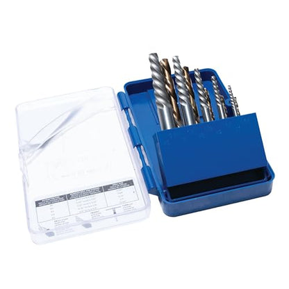 Century Drill & Tool 88710 Spiral Flute Screw Extractor & Left-Hand Drill Set, 10 Piece, M35 Cobalt Steel, Includes #1 - #5 Extractors & Left Hand Drills - size: 10-piece Spiral Flute