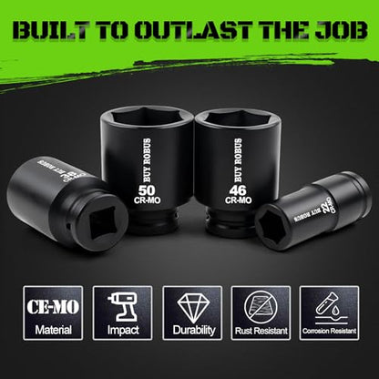 22PCS 3/4" Impact Socket Set, 6-Point Metric (19mm-50mm), Cr-Mo Steel Set with Adapters, Quick Release Ratchet Wrench, Andextension Rod Durable Storage Case - size: 22-Piece 3/4" Metric Impact Socket Set