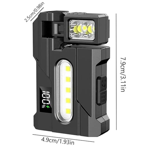 Wrrozz G5 Rechargeable EDC Flashlight, Black Flat Mini Pocket, Magnetic | Powerful 500 Lumens Super Bright Small Flash Light with Clip, 1500mAh Portable Keychain Torch for Outdoor Camping Emergencies - size: D-1 pack