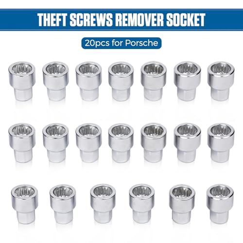 BELEY 20PCS Wheel Lock Nut Key Kit for Porsche & VW Touareg - Anti-Theft Lug Nut Remover Tool Set with Screw Remover - style: 20pcs for Porsche