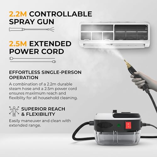 2500w Handheld High-Temperature Pressurized Steam Cleaner High Pressure Temperature Multi Purpose Heavy Duty Portable with Attachments for Car Engine Home Multi-surface 1000ml(Red) - color: Red
