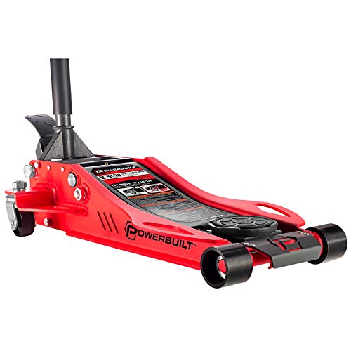 Powerbuilt 2.5 Ton Low Profile Fast Lift Floor Jack – Heavy Duty Dual Piston Quick Pump, 3" to 19.5" Lift Range for Cars, Trucks, SUVs – Precision Foot Pump, Wide Saddle – 240076 - size: 2.5 Ton Low Profile