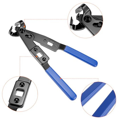 QWORK CV Axle Boot Clamp Pliers with 1/2 Inch Torque Wrench, Ear Type Clamp Crimping and Removal Tool, Heavy Duty Carbon Steel CV Joint Boot Banding Tool