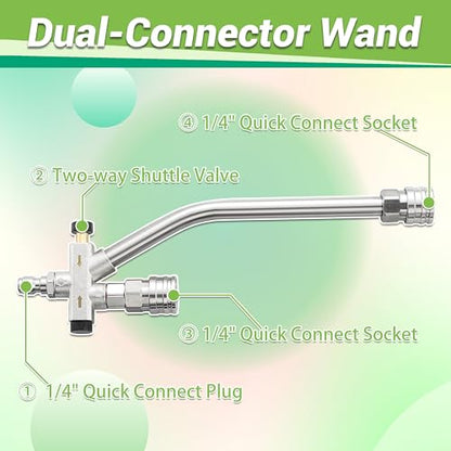M MINGLE Foam Cannon for Pressure Washer with Dual-Connector Tool - Dual Lance Pressure Washer Wand for Adjustable Soap Cannon - M22 and 1/4" Quick Connect - 3600 PSI - size: 1 L