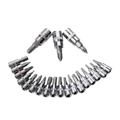 YWHWXB 46 Pieces Mechanic Tool Kit 1/4” Dr. Ratchet Socket Wrench Set with Storage Case, Includes Bit Sockets and Extension Bar - size: Full Size