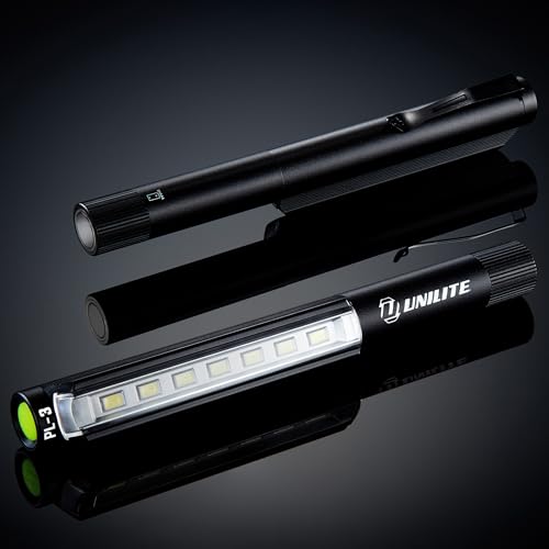 Unilite PL-3 LED Inspection Light – 275 Lumen Aluminum Body, Magnetic Base, Anti-Roll Design, 3 Light Modes, Pocket Clip, IPX4 Water & 1m Drop Resistant