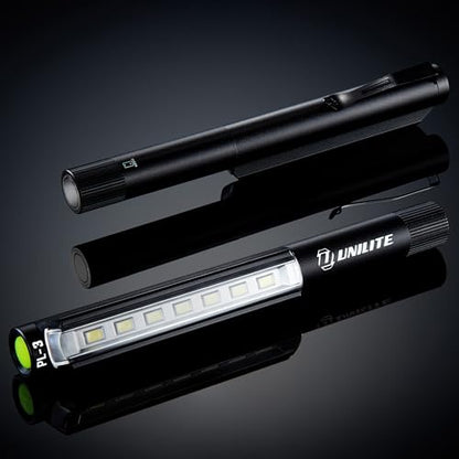 Unilite PL-3 LED Inspection Light – 275 Lumen Aluminum Body, Magnetic Base, Anti-Roll Design, 3 Light Modes, Pocket Clip, IPX4 Water & 1m Drop Resistant