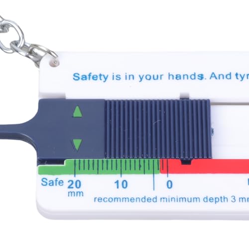 Professional Tire Treads Depth Gauges 0 to 20mm Slider Tool with Keychains Attachment ABS for Auto Motorcycle Maintenanc
