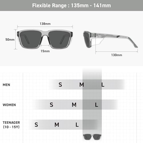 VETRA Z87+ Certified Safety Glasses HD High Contrast UV400 Side Shield Anti-Oil Coating Stylish Eyewear - color: Steel Mist