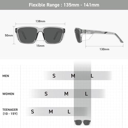 VETRA Z87+ Certified Safety Glasses HD High Contrast UV400 Side Shield Anti-Oil Coating Stylish Eyewear - color: Steel Mist