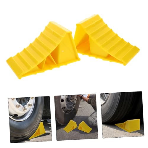 Ciieeo 1Pair Heavy Duty Car Wheel Chocks Portable Slip Tire Stops for Trucks Rvs Trailers Cars Durable Plastic Construction Quick Setup Secure Stability for Travel