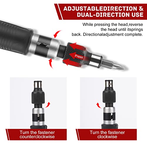 1/2" Hand Manual Reversible Impact Driver Set Extractor-12 PCS Impact Screwdriver S2 Steel Much More Durable Disengage Rusted Fasteners (1/4) - size: 1/4