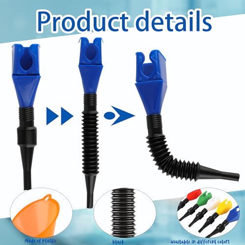 30 Pcs Automotive Funnel Set Wide Mouth Fuel Oil Funnel Plastic Long Neck Funnels for Automotive Flexible Right Angle with Detachable Spout and Filter for Water Gasoline Coolant Engine