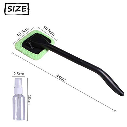 Microfiber Car Windshield Easy Cleaner, Detachable Handle Brush, Cleaning Tool, Come with 2 Pads Washer Towel and 30ml Spray Bottle