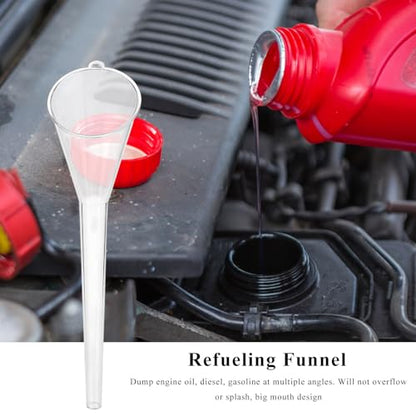 2 PCS Oil Funnel, Multi-Purpose Plastic Long Neck Oil Funnel, Automotive Use Funnels for Filling Oils Lubricants Water Diesel, Kitchen Funnels for Filling Bottles Jars (Transparent，L+S) - color: Transparent，L+S, 2 PCS