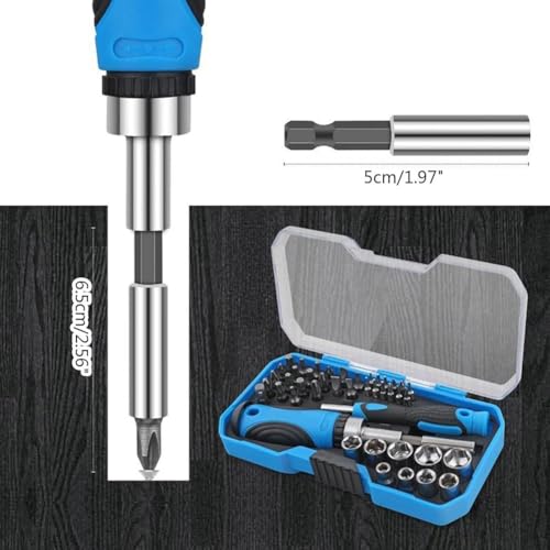 44-Piece Multifunctional Ratchet Screwdriver and Socket Tool Set with Precision Bits, Portable Case