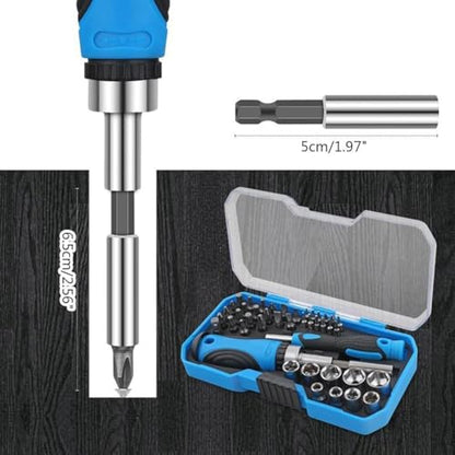 44-Piece Multifunctional Ratchet Screwdriver and Socket Tool Set with Precision Bits, Portable Case