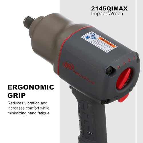 Ingersoll Rand 2145QiMAX 3/4" Drive Air Impact Wrench – Quiet Technology, 1,350 ft-lbs Powerful Reverse-Torque Output, 7-Vane Motor, Steel Hammer Case - style: 2145QIMAX - Standard Anvil