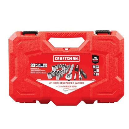 CRAFTSMAN Mechanics Tool Set, 33 Piece, 3/8 Inch Drive SAE/Metric (CMMT12113) - size: 3/8-Inch, style: 33-Piece Set
