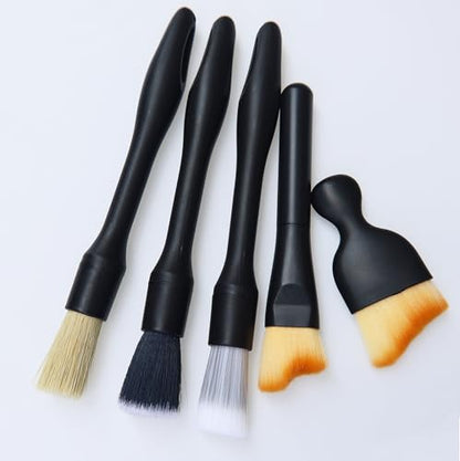 5PCS Car Detailing Brush Set for Cleaning Interior or Exterior, Includes Coarse, Medium, and Fine Detailing Brushes, Dusting Cleaning Tool for Dashboard, Air Vents, Wheels, Emblem, Car Seat