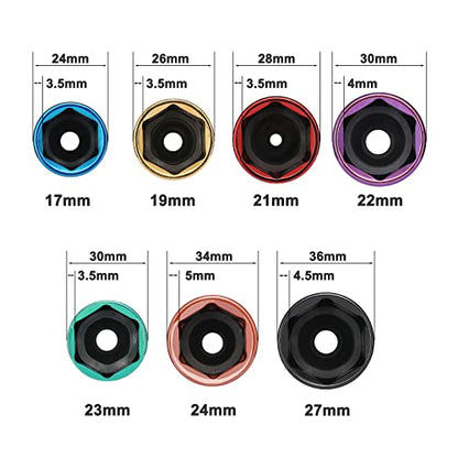 EMENTOL 7PCS 1/2" Drive Thin Wall Deep Wheel Protector Impact Socket Set, CR-MO, Lug Nut Impact Socket Set-17mm, 19mm, 21mm, 22mm, 23mm, 24mm, 27mm - size: 7PCS
