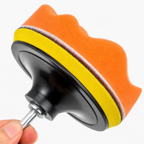 6Pcs 3" Wool Polishing Pad Kit with M10 Drill Adapter, Drill Buffer Attachment for Car Polishing Waxing, Foam Buffing Pads Set for Auto Detailing, Headlight Restoration, Metal Wood Resin Glass Surface