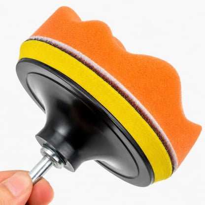 6Pcs 3" Wool Polishing Pad Kit with M10 Drill Adapter, Drill Buffer Attachment for Car Polishing Waxing, Foam Buffing Pads Set for Auto Detailing, Headlight Restoration, Metal Wood Resin Glass Surface