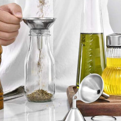 3PCS Kitchen Funnels Set,Stainless Metal Funnel for Filling Bottles - Tiny Small Medium Large for Essential Oils,Spice, Cooking,Powder,Flask，Perfume,Dry Ingredients Powde (Silver)