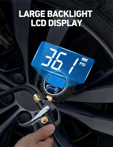 AstroAI Digital Tire Pressure Gauge with Inflator, 3-250PSI Air Compressor Accessories with Heavy Duty Air Chuck Quick Connect Coupler, Fits 1/4" NPT – for Car Truck SUV RV, 1 Pack Compact - size: 1 Pack Compact, style: without case