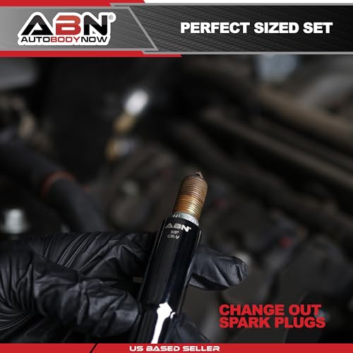 ABN Extra Deep Socket Set 5 Pieces - 3/8 Inch Drive Magnetic Grip Cr-V Deep Well Sockets - 6 Point 5/8 and 13/16in - 12 Point 14, 16 and 18mm