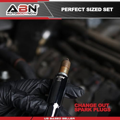 ABN Extra Deep Socket Set 5 Pieces - 3/8 Inch Drive Magnetic Grip Cr-V Deep Well Sockets - 6 Point 5/8 and 13/16in - 12 Point 14, 16 and 18mm